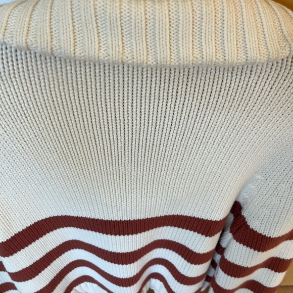 KULE Cream and Brown Striped Turtleneck Sweater - Picture 6 of 9
